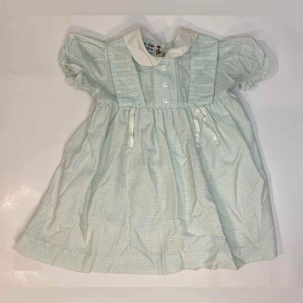Vintage Mint Green Plaid Girls Dress Sz 18-24 month